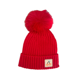 Pom Pom Red Woolen Cap